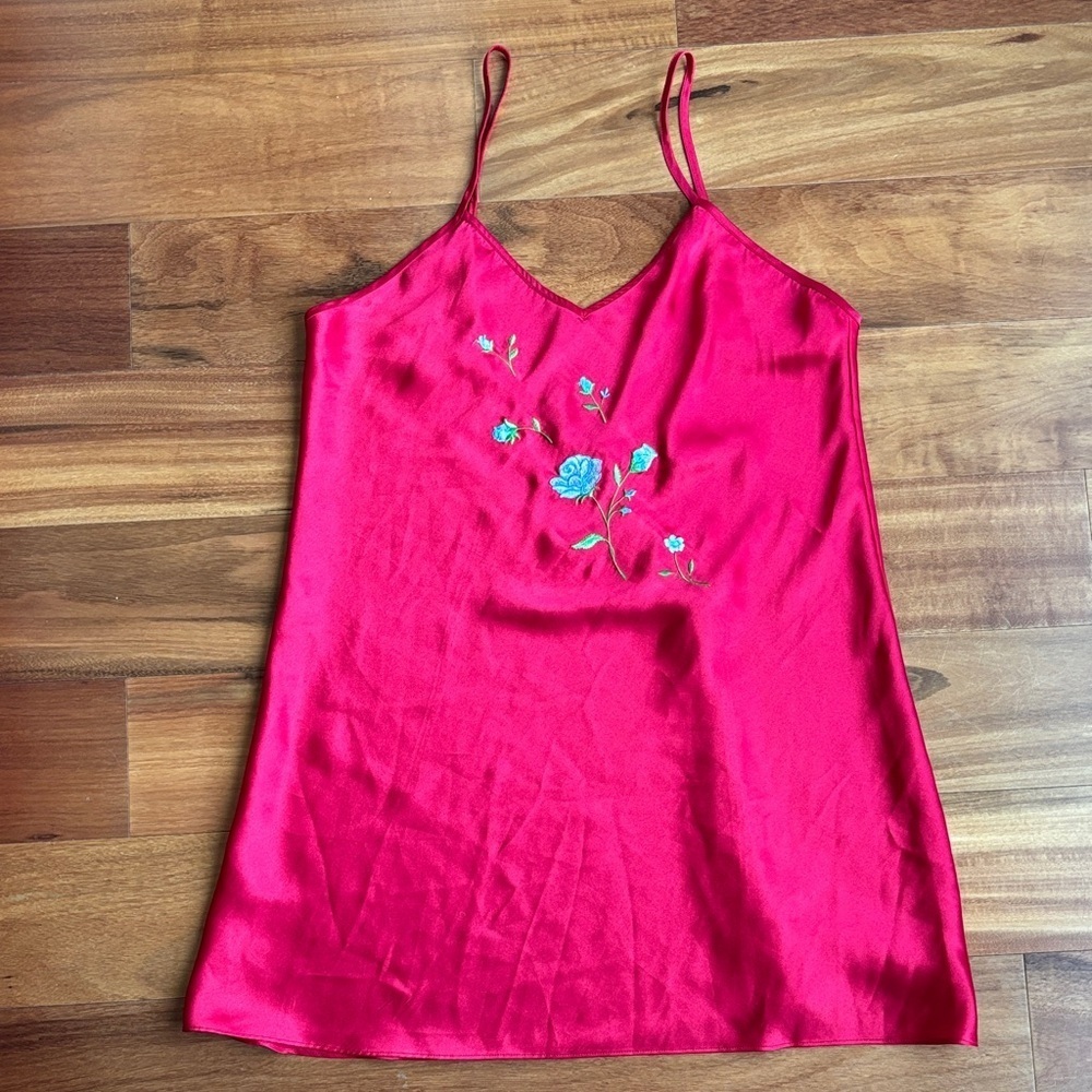 Red satin nightgown